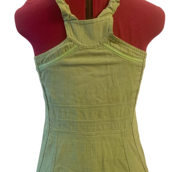 IGUANE CREATION - Bohemian Green linen midi dress transformable  - Size 2 - Picture 6 of 8